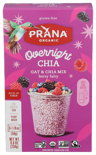 Prana Organic Berry Fairy Overnight Chia & Oat Mix - 8.8 OZ