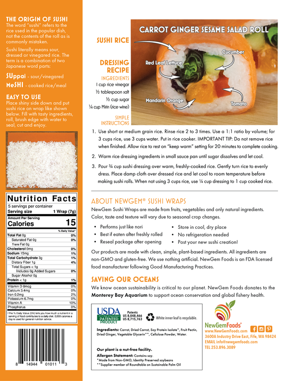 Carrot Ginger - 5pk Sushi Wraps