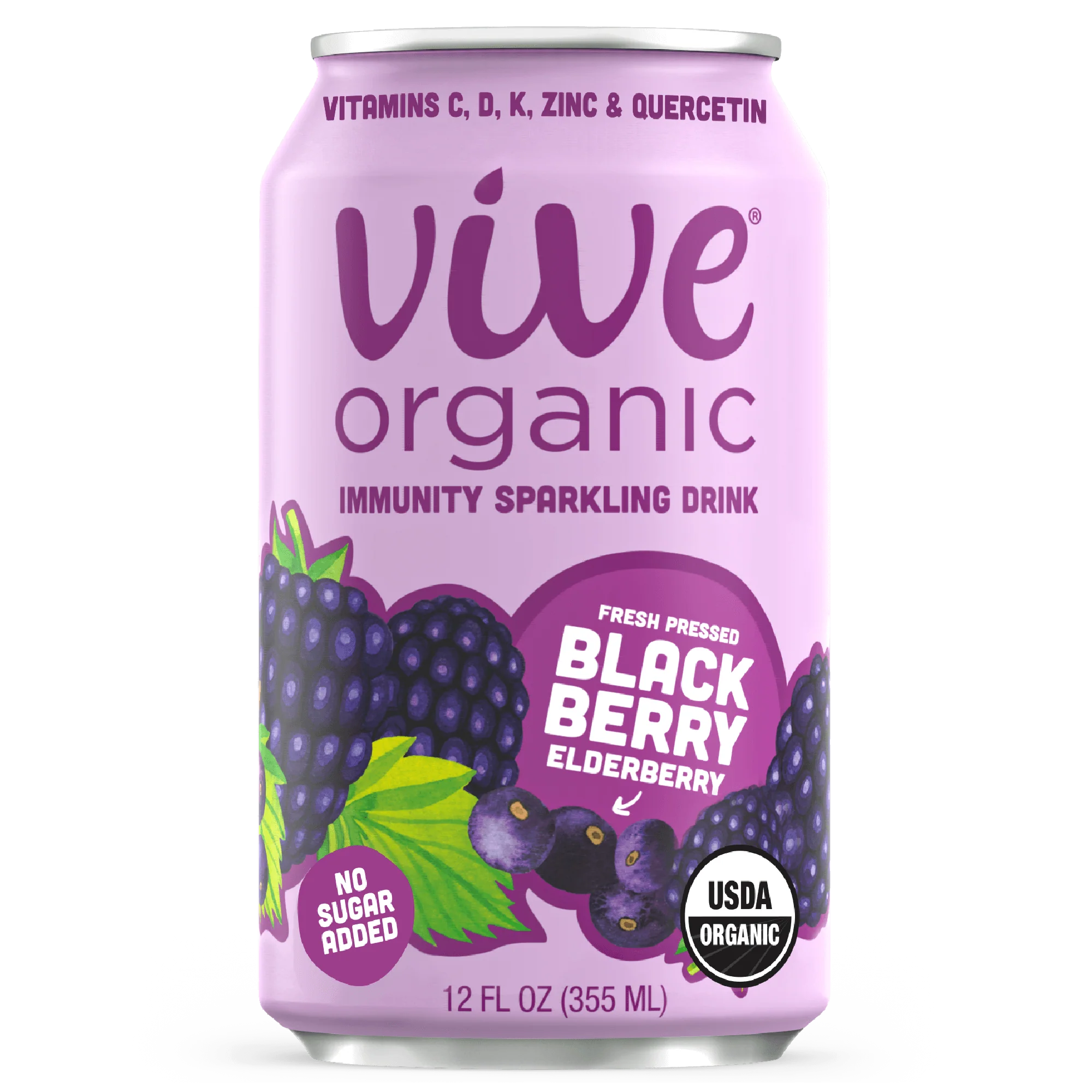 Organic Blackberry Elderberry Immunity Sparkling Drink - 12 FO