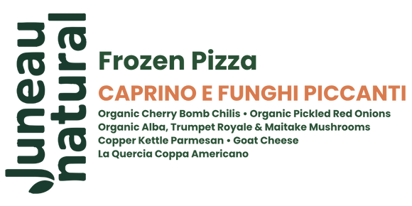 Juneau Natural Caprino e Funghi Piccanti Pizza - FROZEN