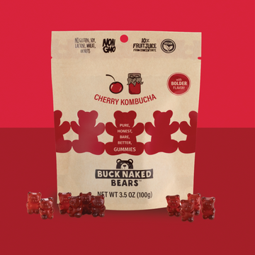 Buck Naked Cherry Kombucha Gummy Bears - 3.5 OZ