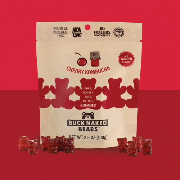 Buck Naked Cherry Kombucha Gummy Bears - 3.5 OZ