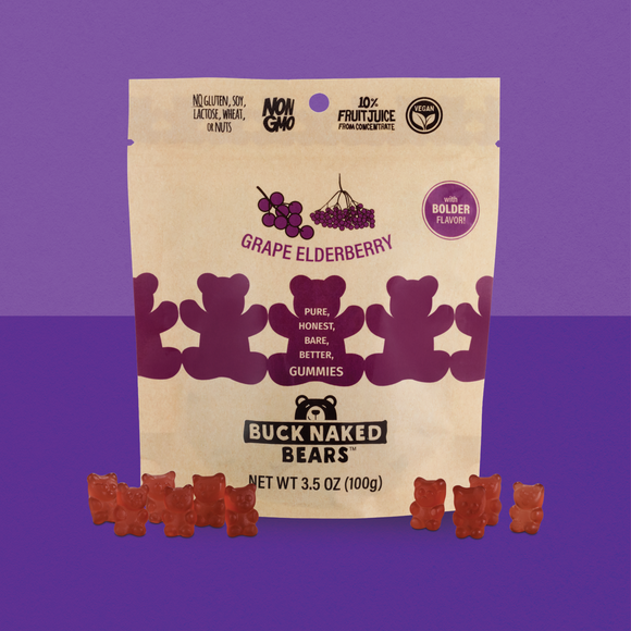 Buck Naked Grape Elderberry Gummy Bears - 3.5 OZ