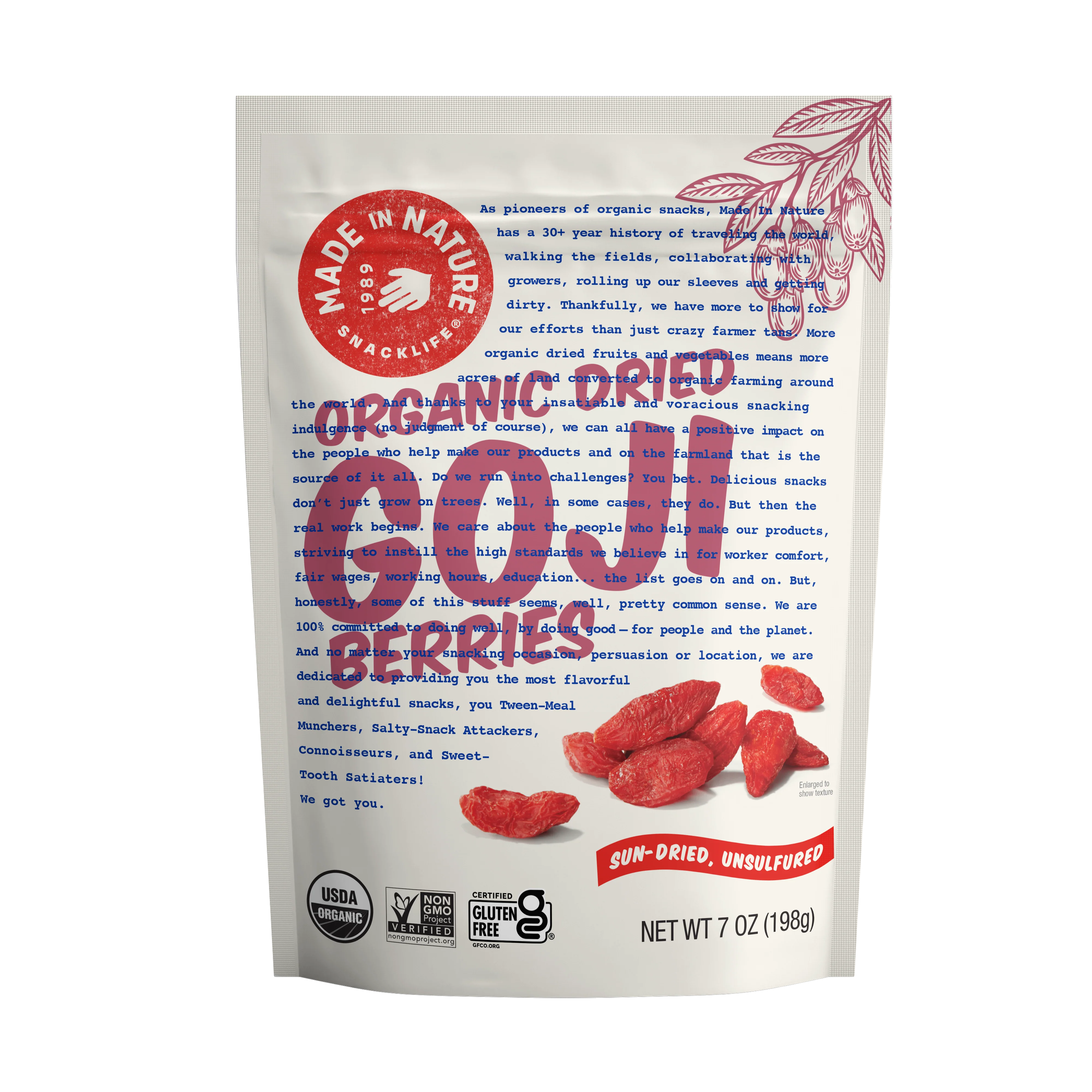 Organic Dried Goji Berries, 7oz