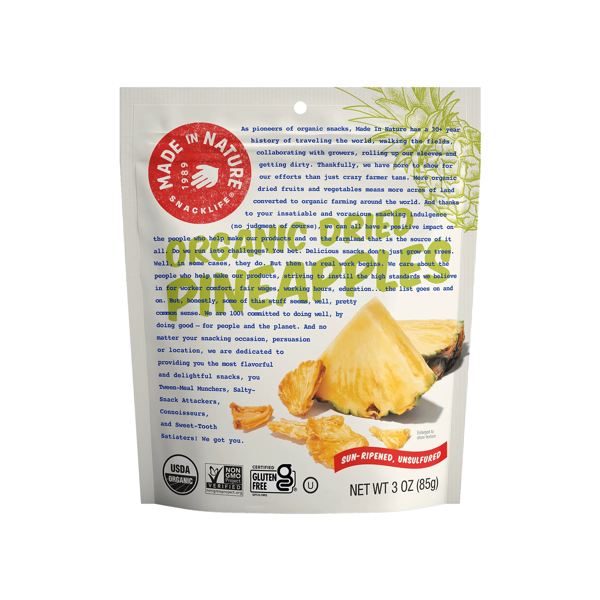 Organic Dried Pineapple - 3 OZ