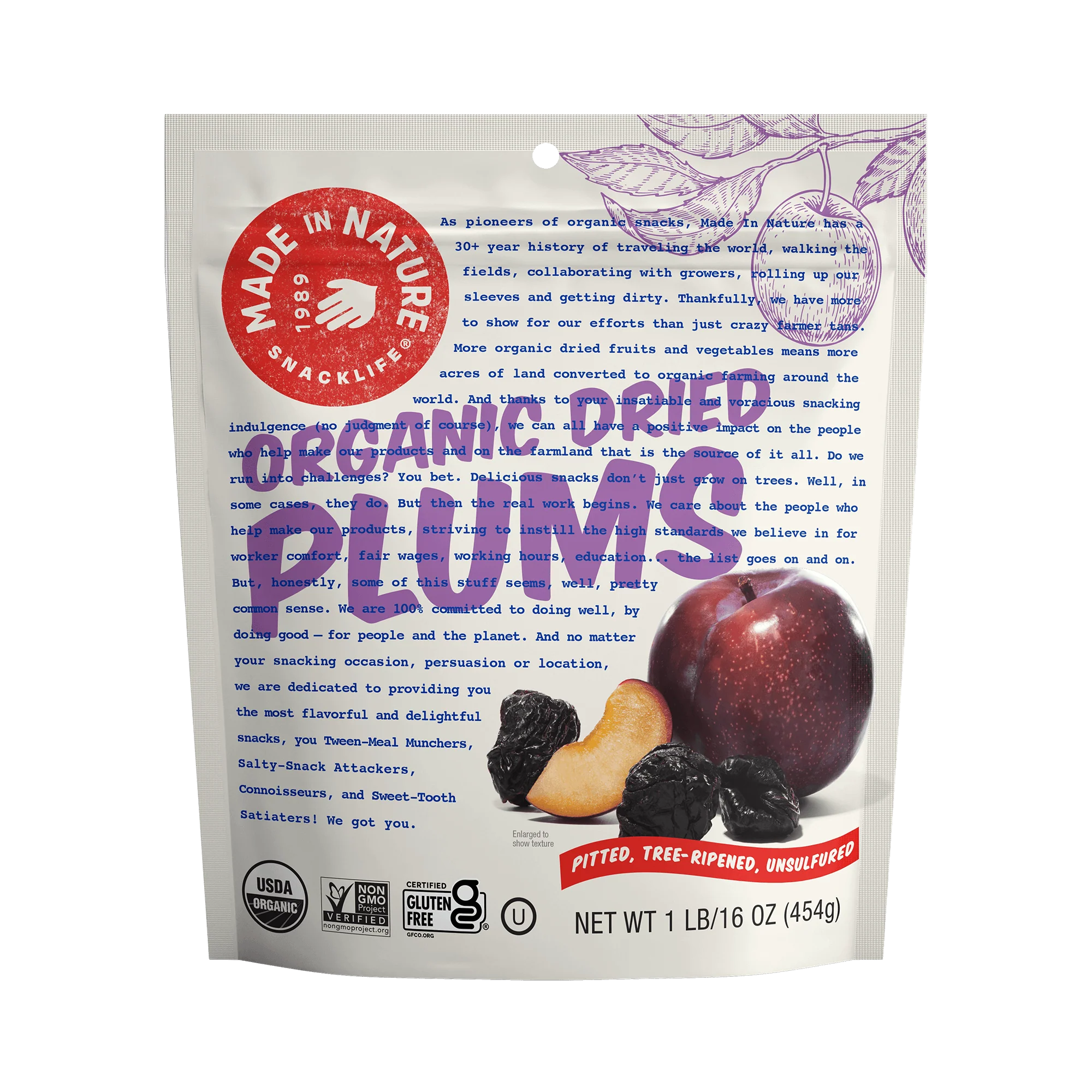 Organic Dried Plums - 1 LB