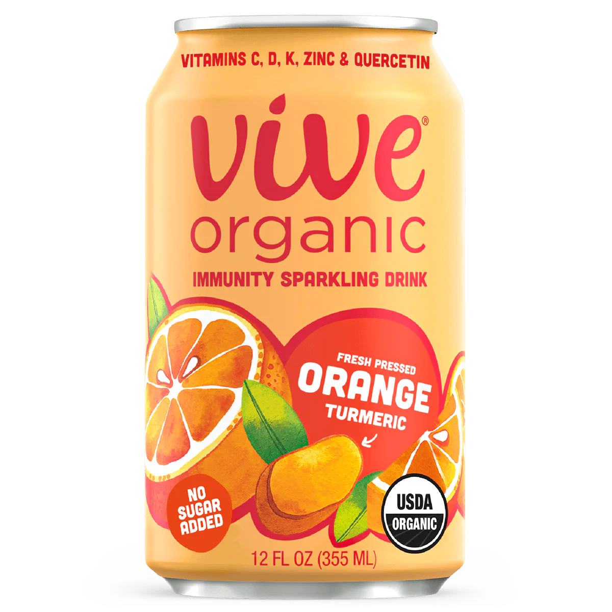 Organic Orange Turmeric Immunity Sparkling Drink - 12 FO