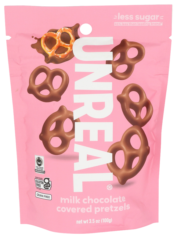 Unreal Milk Chocolate Covered Pretzels - 3.5 OZ