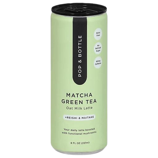 Pop & Bottle Matcha Green Tea Oat Milk Latte with Reishi and Maitake - 8 FO