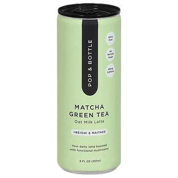 Pop & Bottle Matcha Green Tea Oat Milk Latte with Reishi and Maitake - 8 FO