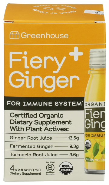 Greenhouse Organic Fiery Ginger Shots - 4 PK