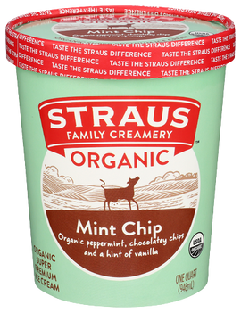 Straus Organic Mint Chip Ice Cream - 1 QUART