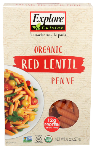 Explore Cuisine Organic Red Lentil Penne Pasta - 8 OZ