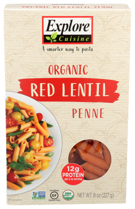 Explore Cuisine Organic Red Lentil Penne Pasta - 8 OZ