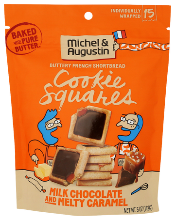 Michel & Augustin Milk Chocolate and Melty Caramel Cookie Squares - 4.9 OZ