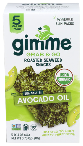 Organic Sea Salt & Avocado Oil Roasted Seaweed Snacks - 5 PK