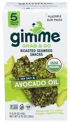 Organic Sea Salt & Avocado Oil Roasted Seaweed Snacks - 5 PK