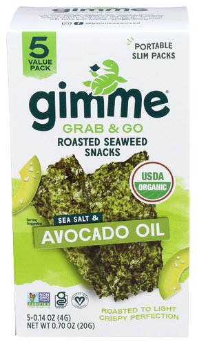 Gimme Sea Salt & Avocado Oil Roasted Seaweed Snacks - 5 PK