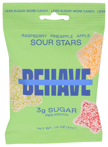 Behave Foods Raspberry, Pineapple & Apple Sour Stars - 1.8 OZ