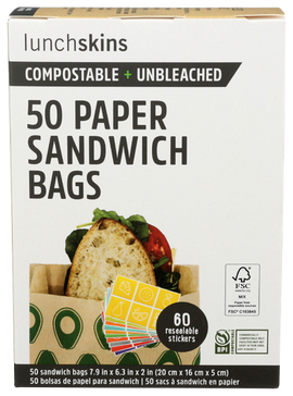 Compostable + Unbleached Paper Sandwich Bags - 50 PC