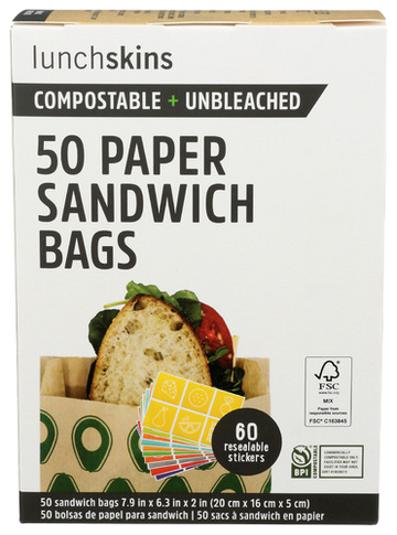 Compostable + Unbleached Paper Sandwich Bags - 50 PC