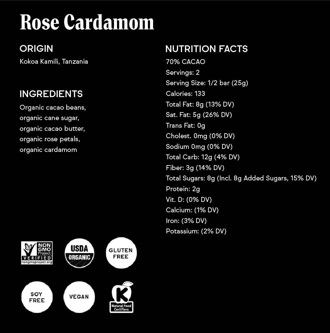 70% Rose Cardamom Bar - Spring Limited Batch