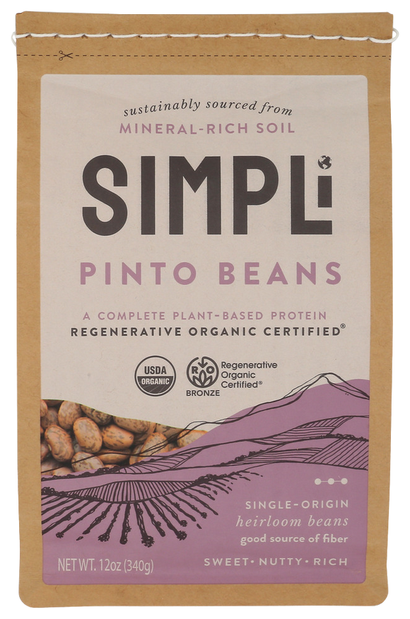 Simpli Regenerative Organic Pinto Beans - 12 OZ