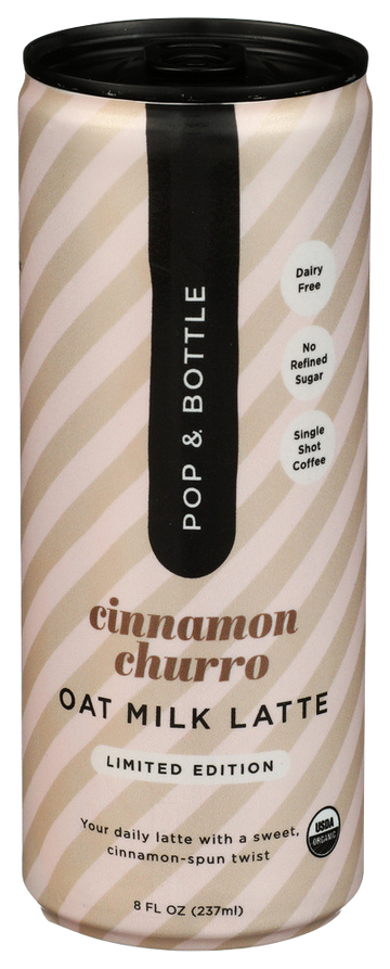 Pop & Bottle Cinnamon Churro Oatmilk Latte - 8 OZ
