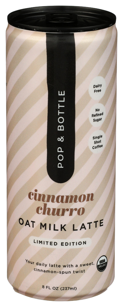 Pop & Bottle Cinnamon Churro Oatmilk Latte - 8 OZ