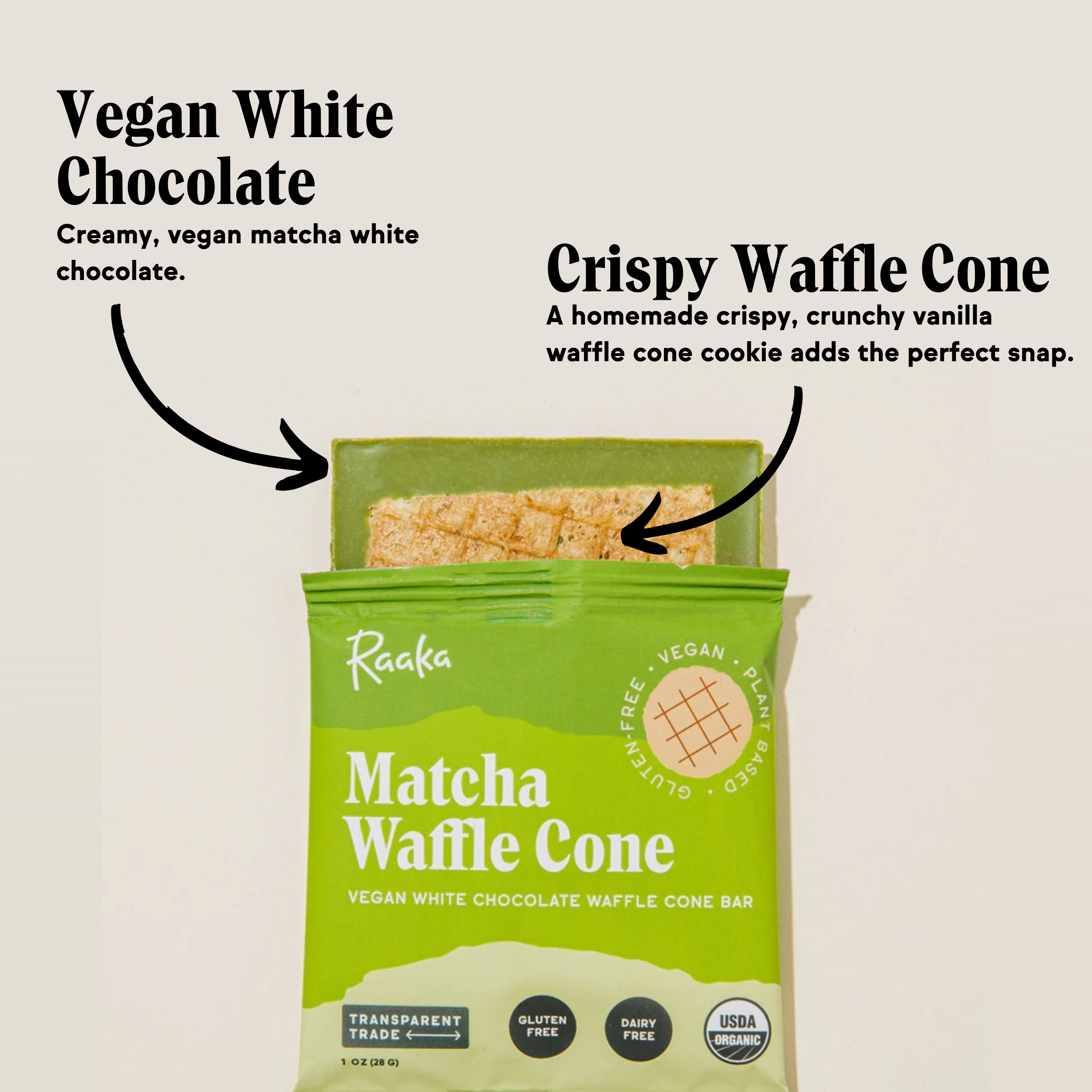 Matcha White Chocolate Waffle Cone Bar - 1 OZ