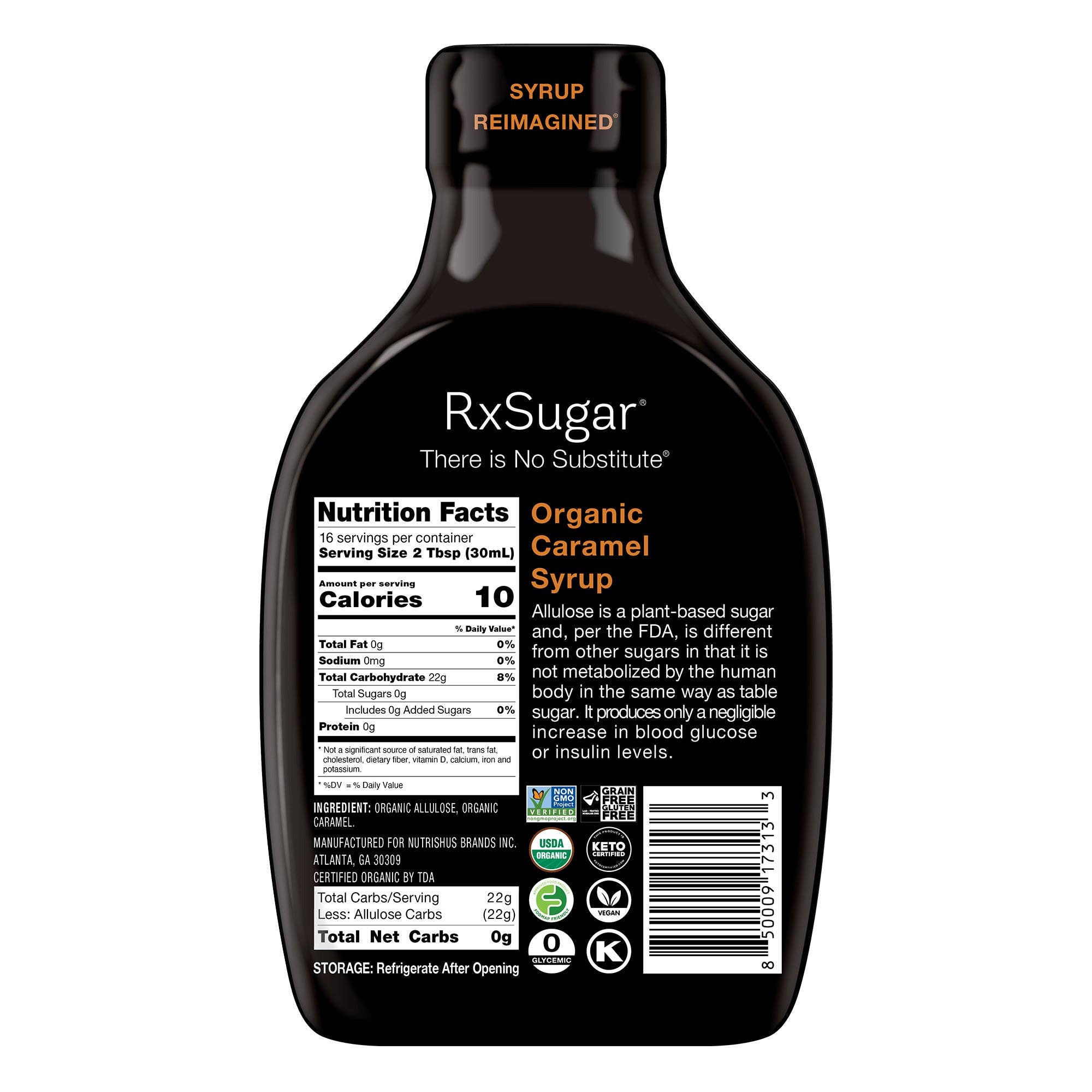RxSugar® Organic Caramel Syrup