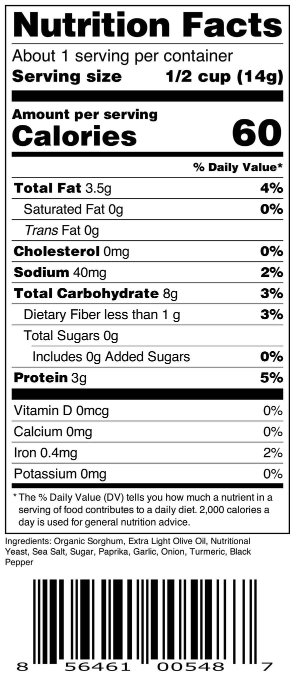 Popped Sorghum Vegan Cheezy 5 OZ