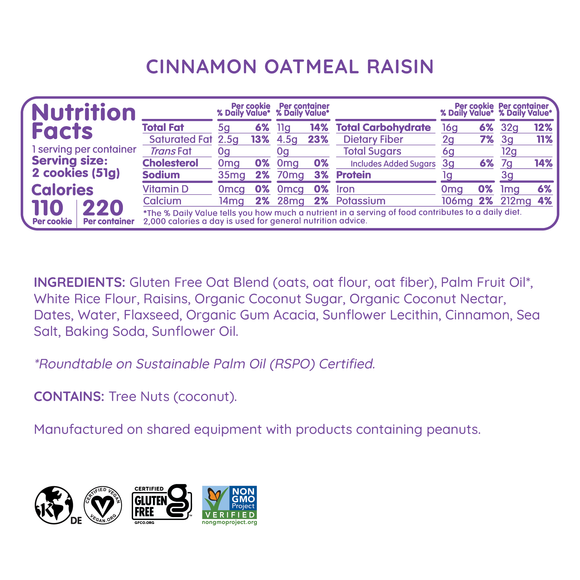 Cinnamon Oatmeal Raisin Cookies - Individually Wrapped