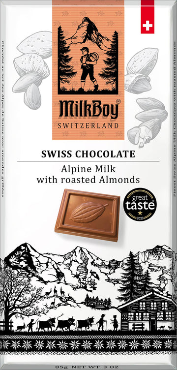 Milkboy Swiss Chocolates - Alpine Milk Chocolate with roasted Almonds