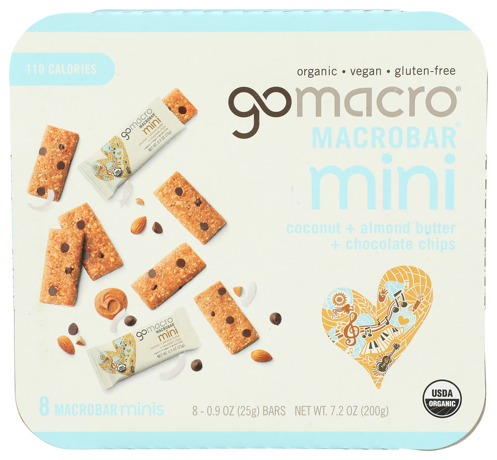 Gomacro Mini Coconut, Almond Butter & Chocolate Chip Bar - 7 PK ...