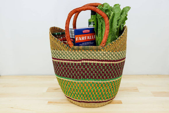 Tote Basket Bag, U-Shopper multi-color: Multicolor Open Weave