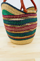 Tote Basket Bag, U-Shopper multi-color: Multicolor Open Weave-1