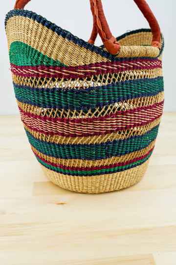 Tote Basket Bag, U-Shopper multi-color: Multicolor Open Weave