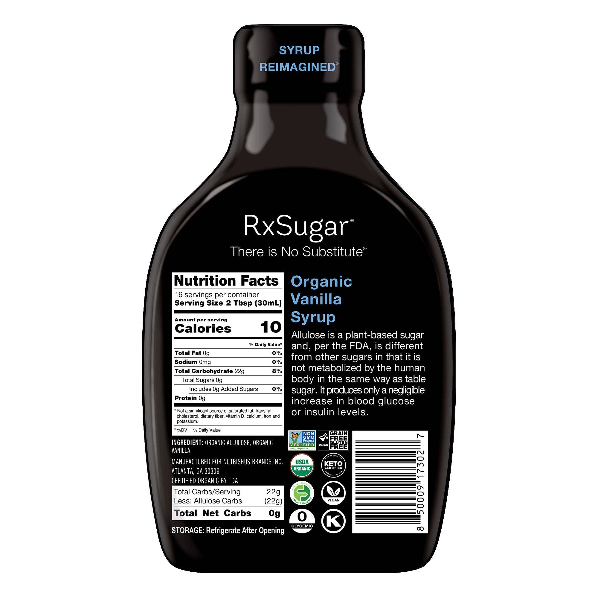 RxSugar® Organic Vanilla Syrup