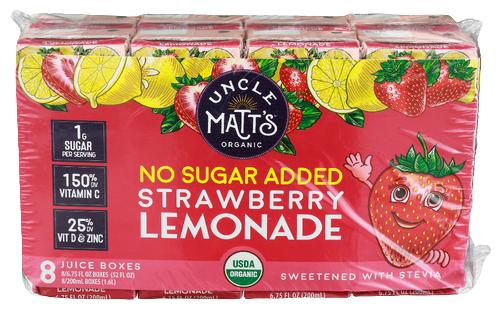 Uncle Matts Organic Strawberry Lemonade Juice Box - 8 PK