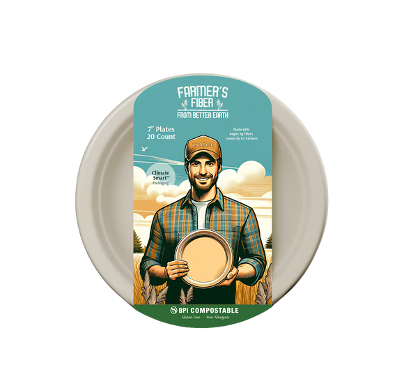 7″ Round Compostable Plate - 20 CT