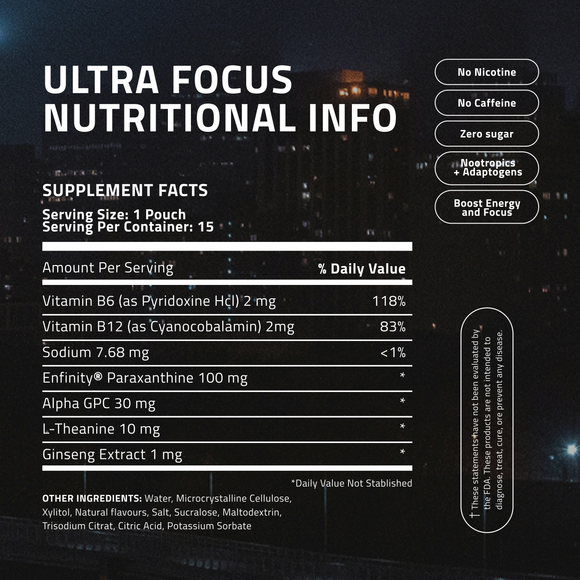 Ultra Pouches - Ultra Focus Pouches (Blue Razz) - No Nicotine, No Caffeine