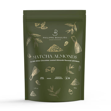 Philippe Beaulieu Oat Milk White Chocolate Matcha Covered Almonds
