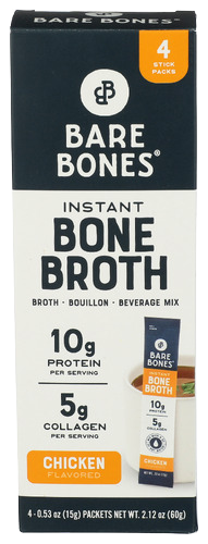 Bare Bones Instant Chicken Bone Broth - 4 CT