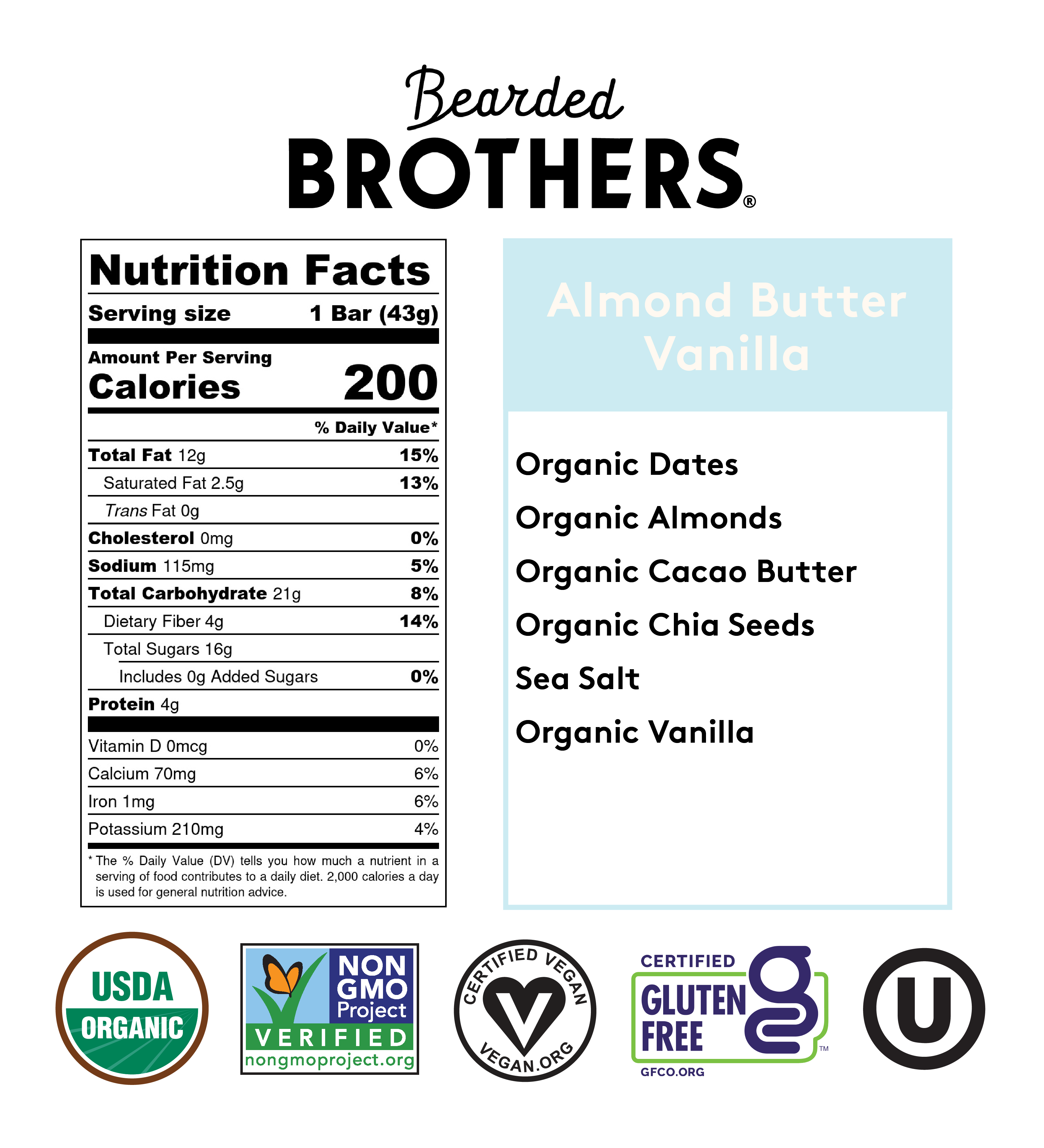 Almond Butter Vanilla Superfood Bar -  1.52 OZ