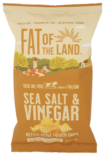 Fat Of the Land Tallow Salt & Vinegar Kettle Potato Chips - 5 OZ