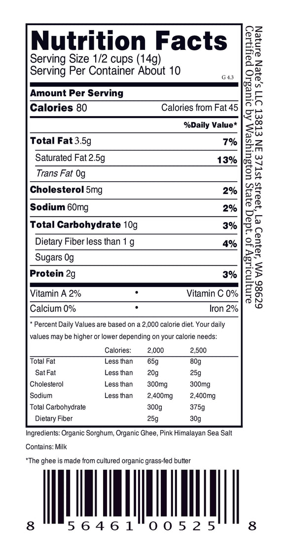 Organic Popped Sorghum with Ghee Butter 4.3 OZ