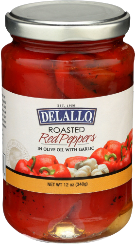 Delallo Roasted Red Peppers and Garlic - 12 OZ