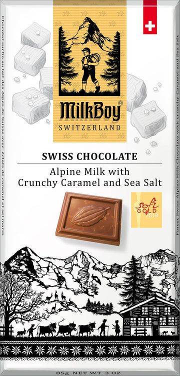Milkboy Swiss Chocolates - Alpine Milk Chocolate with crunchy Caramel & Sea Salt