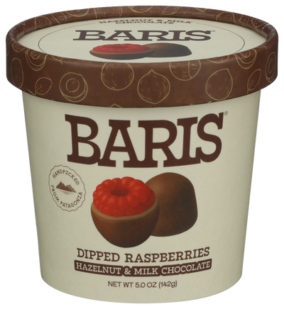 Baris Hazelnut & Milk Chocolate Dipped Raspberries - 5 OZ
